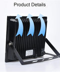 Back view of JUDYSSY Security Lights 30W Led Flood Light showing cooling fins and adjustable bracket for outdoor use.