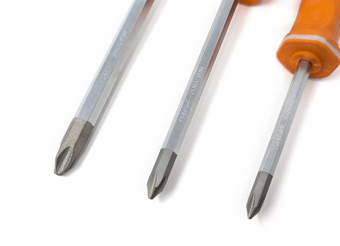 JIS Screwdriver Set Three Piece Chrome Vanadium Steel With Magnetic Tips for Vintage Machines and Japanese Screws Sizes 1, 2, 3