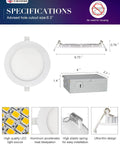 Specifications of Four Pack 6 Inch LED WiFi Recessed Lighting Downlights 12W 1200 Lumen Dimmable With Junction Box Smart App And Voice Control