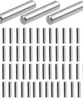 Built Tough Precision Ground 2mm X 10mm Dowel Pins 60 Pack Stainless Steel shelf support pegs arranged in grid.