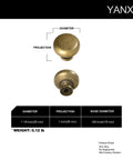 Set Of 12 Elegant Antique Brass Cabinet Knobs For Classic Round Kitchen Hardware Vintage Drawer Pulls And Retro Dresser Handles With Durable Zinc Construction And Rustic Weathered Finish, showing diameter and projection.