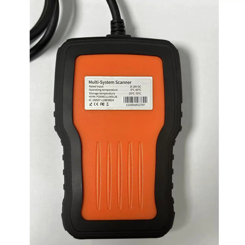 Back view of NT510 Elite Scan Tool For BMW Mini Rolls Royce Full Diagnostic Tool OBD2 Scanner with orange and black casing.