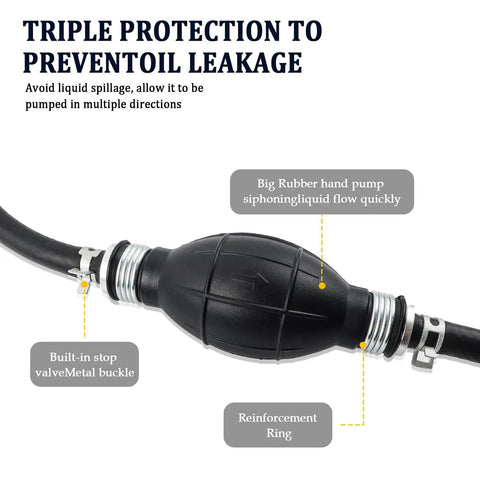 5.9 Ft Rubber Three Eighths Inch Marine Fuel Line With Primer Bulb For Manual Pumping Fuels Soft Boat Fuel Hose Universal Outboard Fuel Line For Boats RVs Marine Applications And DIY Car Accessories
