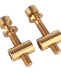 Hella Durable Grade Five Titanium M5x30mm Bolts With Smooth Flat Washers And Secure Hex Nuts in shiny gold finish for cycling seatposts.