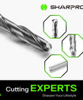 SHARPRO carbide ball-nose end mill, 2-flute, 1/8 in shank, for 3D carving