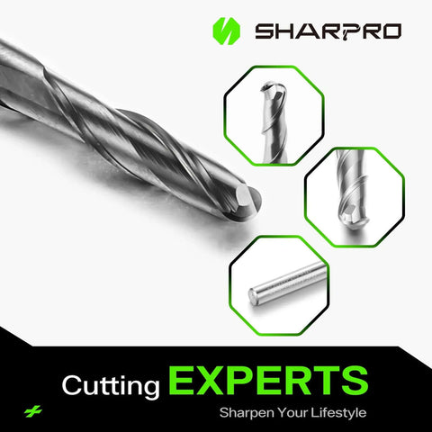 SHARPRO carbide ball-nose end mill, 2-flute, 1/8 in shank, for 3D carving