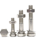 M6 Semi-Threaded Hex Bolts And Nut Kit In 304 Stainless Steel For Indoor Outdoor Use Partial Thread Screws Fastener Set Heavy Duty For Quick Adjustments And Reliable Fixture Upgrades, with nuts