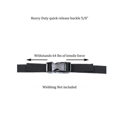 Front view of heavy duty side release buckles for bike helmets five eighth inch plastic quick release clips clasp replacement.