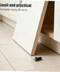 DIY Friendly Spring Loaded Cabinet Door Repair Pins Kit placed next to a detached cabinet door on tiled floor