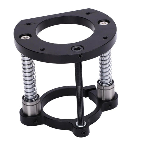 2 Jaw Clamping Router Lift Base With 2.8 Inch Stroke, Built Tough From Aluminum Alloy And Stainless Steel Table System For 64mm And 66mm Trimming Machines, Rock Solid, Rustproof, Smooth Height Adjustment, Ideal For Precision Woodworking.