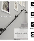 Modern Black Wall Mount Handrail For Stairs And Steps Bulletproof Support Safety Railing Kit For Indoor And Outdoor on wall.