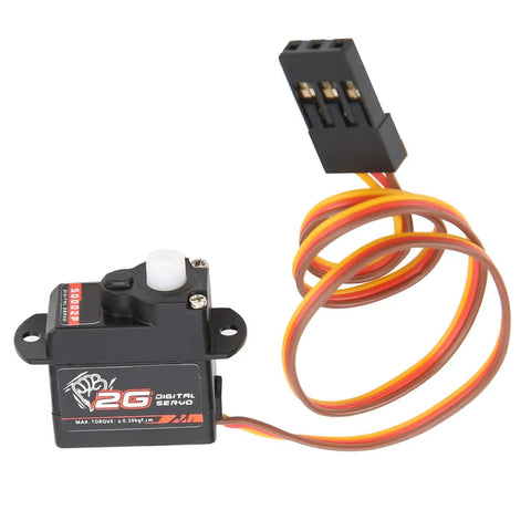 Slick Compact 2G Digital Servo With Rock Solid Torque And Sick Power Coreless Motor for RC cars, featuring wire connectors.