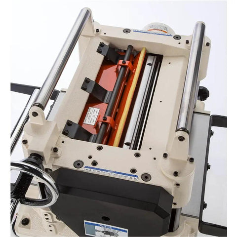 Heavy Duty 15 Inch Electric Wood Planer With A Beefy 3 HP Motor And Rock Solid Cast Iron Table Designed For Smooth Operation Featuring Ball Bearing Rollers And Reliable Magnetic Switch For Killer Results
