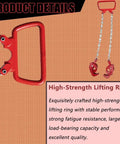 Upgraded Heavy Duty Chain Drum Lifter With 1100 Pound Capacity For Safe Vertical Lift Of 55 Gallon Steel Barrels lifting ring with red handles.