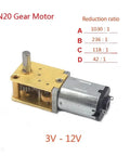 Front view of Beefy All Metal Gearbox DC Motor With Long Shaft For N20 Slow Speed High Torque Worm Gear 3V12V Single Or Dual Shaft Options