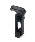 Front view of black plastic T-handle boat hatch latch, 4.3 x 2 in