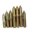 M4 To M10 Yellow Zinc Plated Dowel Screws Hanger Bolts For Wood Furniture, Double Headed Self Tapping Fasteners, Rust Resistant Finish