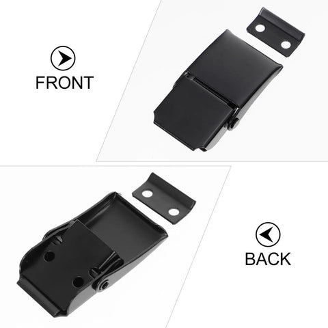 Heavy Duty Black Stainless Steel Concealed Toggle Latches For Toolbox And Suitcase With Weather Resistant Protection And Sturdy Metal Draw Buckle Closure That Holds Tight During Rough Use - Front and back views of toggle latch.