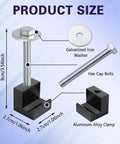 Built Tough Aluminum Mounting Clamps For Pickup Truck Tool Box Set With J Hook Crossover Mounts shown with bolt and washer