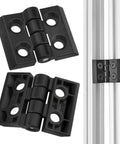 4 Sets Zinc Alloy Hinges For 2020 Aluminum Extrusion Black 6mm Profile Slot With Sandblasted Finish Installed View
