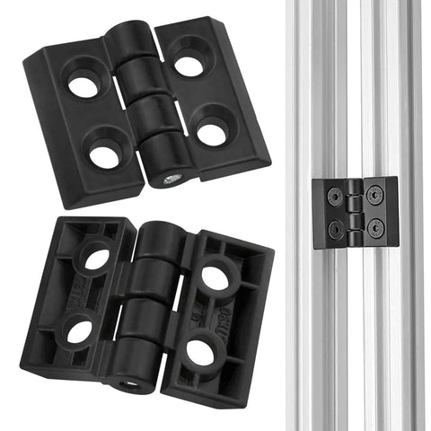 4 Sets Zinc Alloy Hinges For 2020 Aluminum Extrusion Black 6mm Profile Slot With Sandblasted Finish Installed View