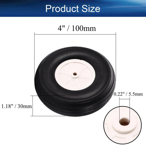 Ultra Lightweight 4 Inch RC Airplane Foam Wheel Tire Set With Plastic Hub 2 Pack PU Sponge Tire dimensions