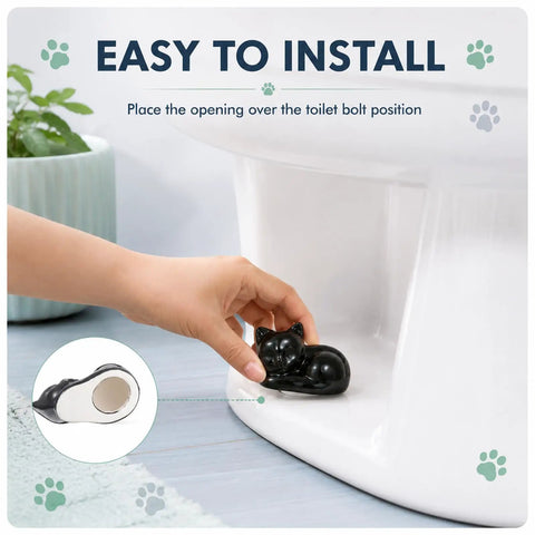 Straight Up Adorable Cat Shaped Ceramic Toilet Bolt Covers Plus Decorative Screw Knob Caps For Quick Bathroom Hardware Refresh Sturdy Anchor Cup Design That Keeps Your Restroom Looking Fresh being installed on toilet bolt.
