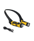 Rechargeable LED Neck Light Hands Free Work Light For Mechanics Campers Hunters And DIY Fans with USB cable shown
