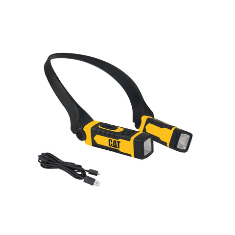Rechargeable LED Neck Light Hands Free Work Light For Mechanics Campers Hunters And DIY Fans with USB cable shown