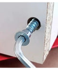 Close-up of 7x70mm Confirmat Screws For Furniture Hex Socket Self Tapping Zinc Plated Countersunk Wood Screws used in assembly.