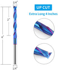 Front view: EANOSIC extra-long 4-inch upcut router bit, 1/4" shank, 1/4" diameter, solid carbide with NACO coating
