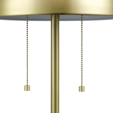 Close-up of dual pull chains on Haydel 21 Inch 2 Light Table Lamp in Matte Brass with dome shade, creating a chill vibe.