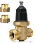 Three Quarter Inch NR3XL Pressure Reducing Valve With 400 Psi Max And Adjustable 15 To 75 Psi Factory Default 50 Psi Durable Cast Bronze Body Smart Water Saver That Slashes Waste And Cuts Your Water Bill. 3/4 in bronze valve with black cap and threaded fittings