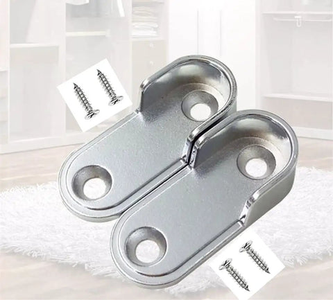 20 Pack Oval Closet Rod Brackets And Socket Ends With 40 Screws Included Zinc Alloy Rust Resistant Flanges For 18x35mm Aluminum Oval Rods Durable MoistureProof Mounting Hardware For Home Closet Organization Easy Install, zinc alloy bracket with screws