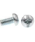 Round Head Machine Screws With Phillips Slotted Drive Quarter Inch Twenty Threads Per Inch By Half Inch Length Zinc Plated Steel UNC 2A