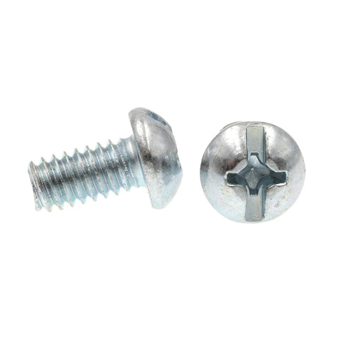 Round Head Machine Screws With Phillips Slotted Drive Quarter Inch Twenty Threads Per Inch By Half Inch Length Zinc Plated Steel UNC 2A