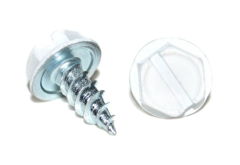 Self Piercing Screws No 7 By One Half Inch, zinc and white finish, hex head detail, part of 1000 Piece Set With Carrying Tub