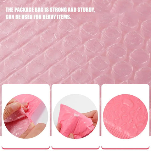 Close-up of Pink Bubble Mailers 60 Pack Self Seal Padded Shipping Bags 11x15cm Adhesive Envelopes material and texture view