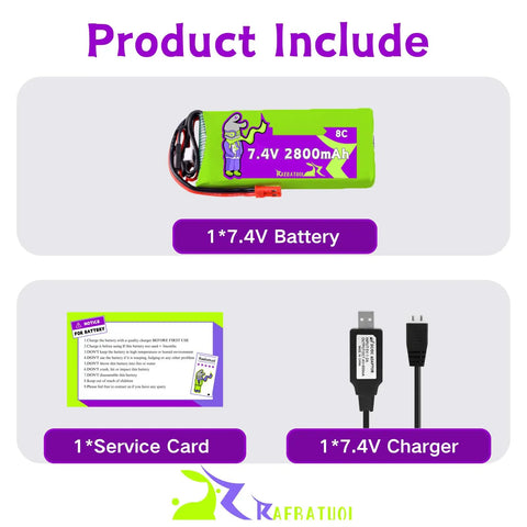 7.4V 2800mAh 8C LiPo Battery With JST Plug For RadioLink RC8X RC6GS RC4GS Drones And RC Airplanes 2S Rechargeable Battery Pack