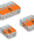 Lever Nut Splicing Connector Set, 15-Piece Pack With 2, 3, And 5 Port Nuts, Orange Pocket Pack For Quick 12-24 AWG Wiring