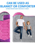 All Season Camping Sleeping Bag for Adults and Kids, Lightweight and Waterproof, shown as blanket with adult and child
