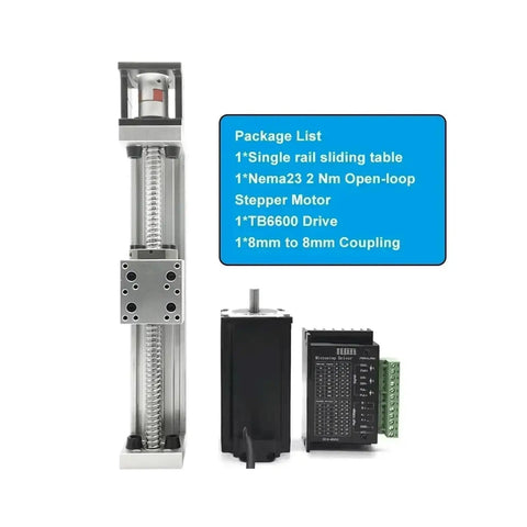 Real Deal Xyz Axis Linear Actuator Stage Slide Kit With 60mm Width Nema23 Motor And Sfuu1605 Ball Screw Guide Rail For Smooth Precision Motion Control Projects, showing sliding table and components.