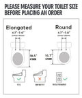 Measuring guide for Upgraded Elongated Bidet Toilet Seat With Adjustable Warm Wash And Hot Air Dryer showing elongated and round sizes.