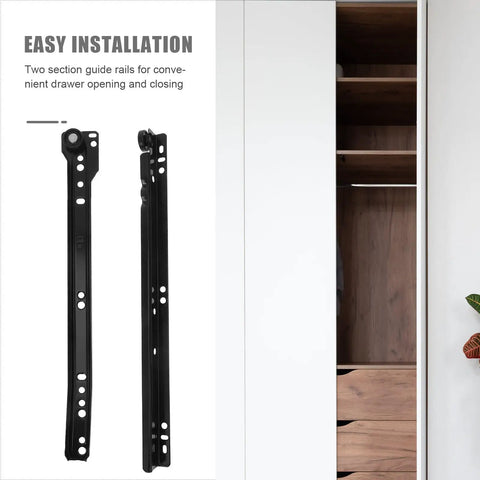 Stainless Steel Drawer Slide Rail Replacement Kit With Back Plate Two Part Kitchen Sliders next to open cabinet