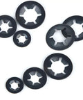 260 Piece Internal Tooth Starlock Locking Washers Set With 7 Sizes M3 To M12 65Mn Black Oxide Steel Rust Resistant Fasteners