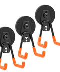 Heavy Duty Magnetic Hook Set Three Pack with Double Hanging Design for Garage Tools and Hoses 2.6 Inch Industrial Utility Hangers