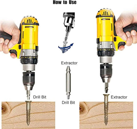 Hot Deal Stripped Screw Extractor Kit With Left Tapered Drill Bits For Easy Removal Of Damaged Bolts And Screws High Carbon Steel DIY Tool Set Five Piece Gadgets For Woodworking Pros Making Repairs A Breeze drill bit and extractor use guide