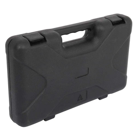 Black plastic storage case for 148 Piece Iron Household Tool Set In Red With Plastic Toolbox Storage Case The Go To Home Repair Kit