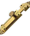 Heavy Duty Brass Sliding Bolt Door Latch With Super Smooth Auto Return Antique Bronze Finish Solid Gear, side view showing details.