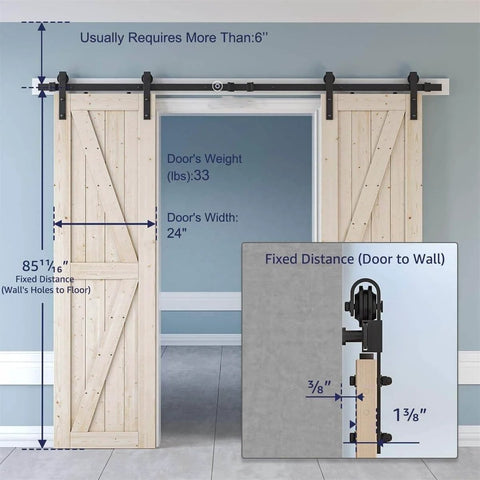 Heavy Duty Barn Door Track Kit With Hook Hanger And Smooth Guide Rail Roller System Rust Resistant Sliding Door Hardware Set in use